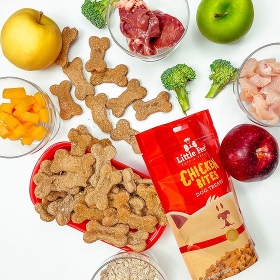 Chicken Bites with the raw ingredients they are made from